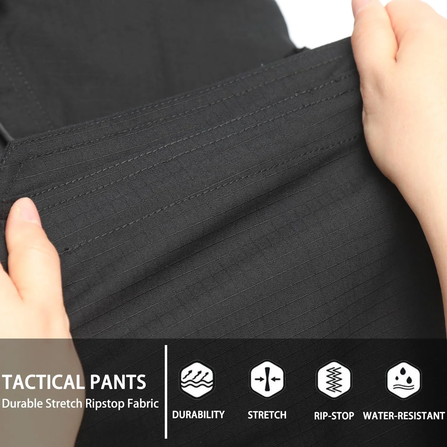 Men's Ripstop Tactical Pants Water Resistant Stretch Cargo Pants Lightweight EDC Hiking Work Pants