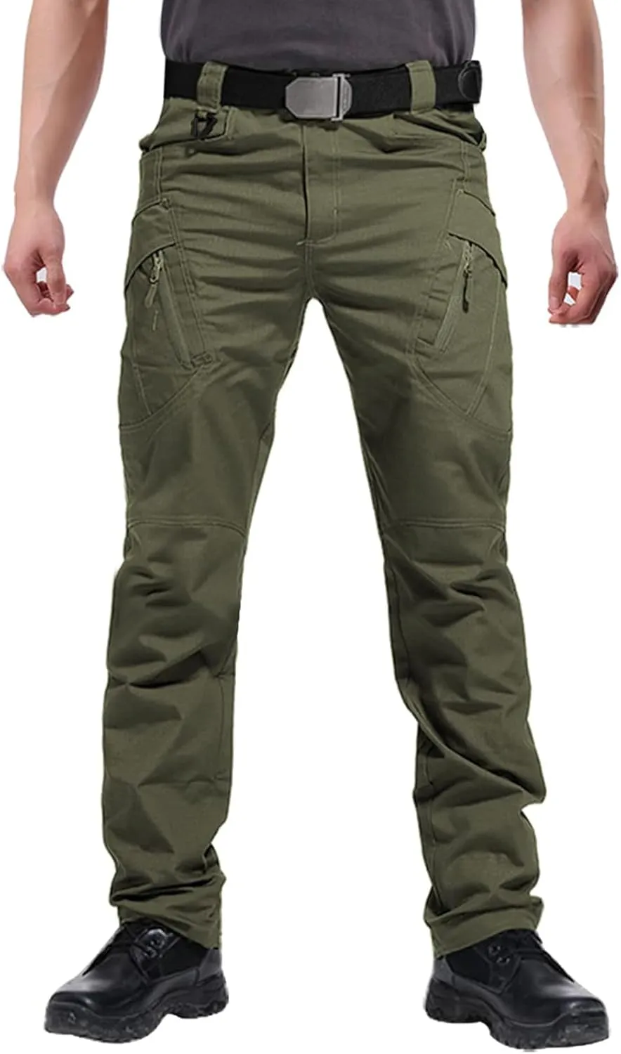 Men's Ripstop Tactical Pants Water Resistant Stretch Cargo Pants Lightweight EDC Hiking Work Pants