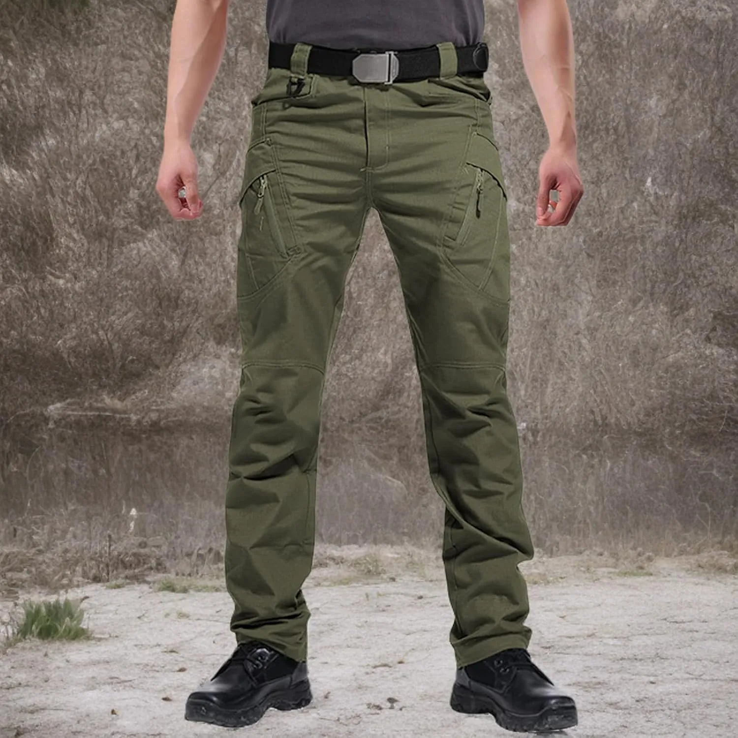 Men's Ripstop Tactical Pants Water Resistant Stretch Cargo Pants Lightweight EDC Hiking Work Pants