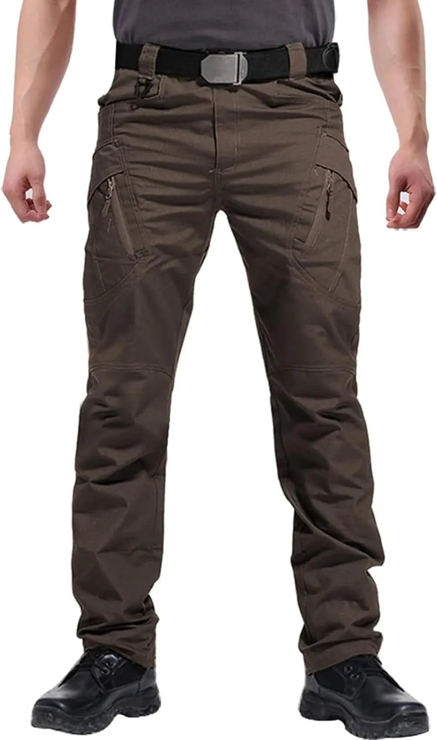 Men's Ripstop Tactical Pants Water Resistant Stretch Cargo Pants Lightweight EDC Hiking Work Pants