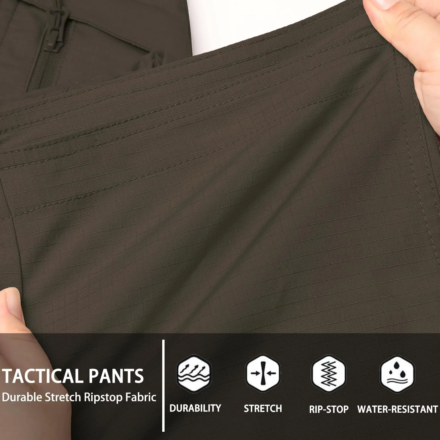 Men's Ripstop Tactical Pants Water Resistant Stretch Cargo Pants Lightweight EDC Hiking Work Pants
