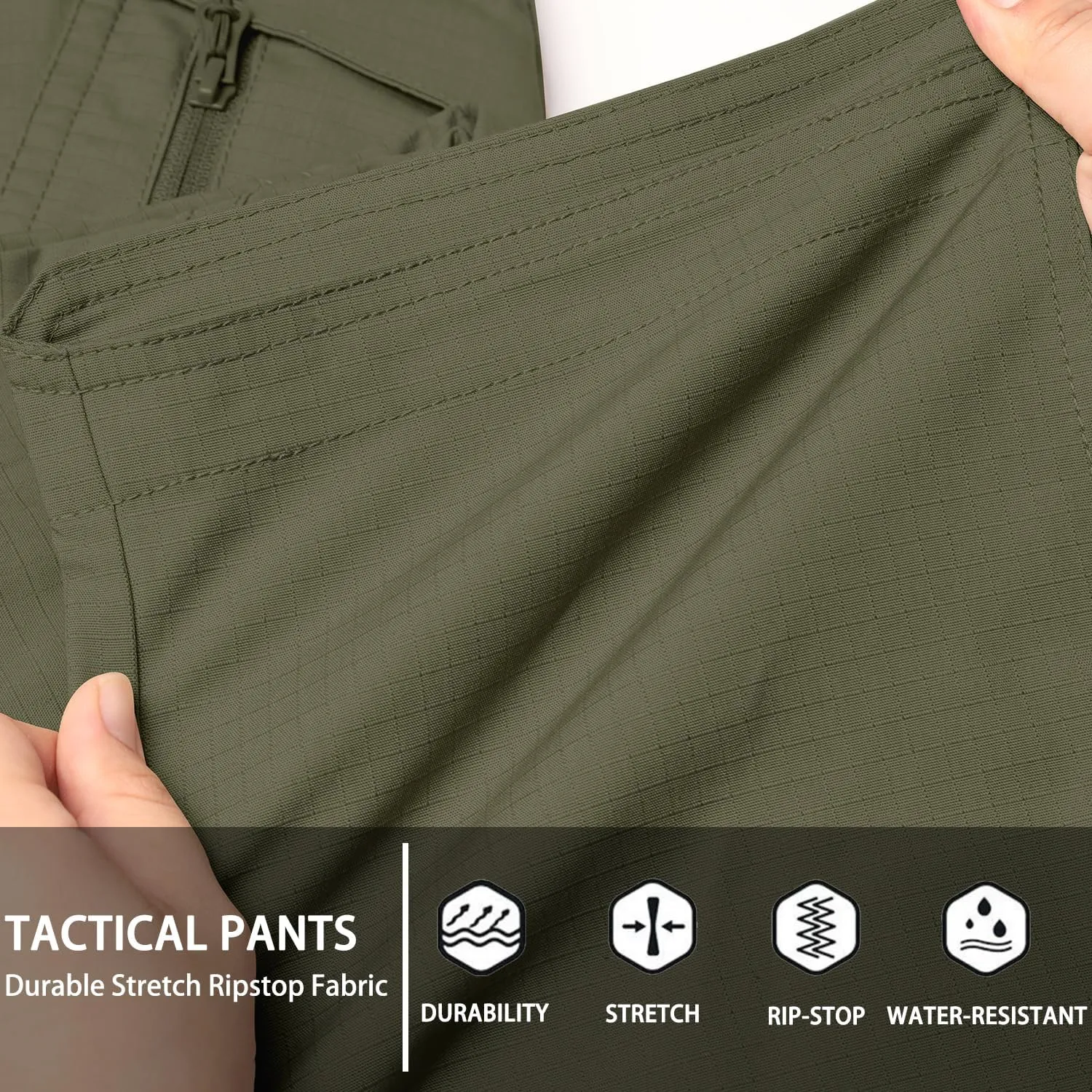 Men's Ripstop Tactical Pants Water Resistant Stretch Cargo Pants Lightweight EDC Hiking Work Pants