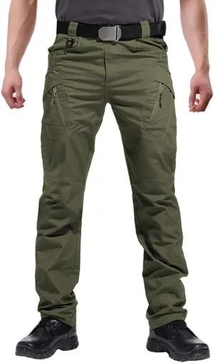 Men's Ripstop Tactical Pants Water Resistant Stretch Cargo Pants Lightweight EDC Hiking Work Pants