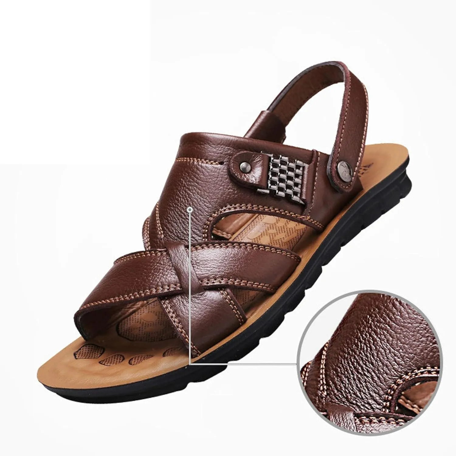 Men's Sandals Mens Athletic Sandals Men Leather Sandals Sandal Outdoor with Adjustable Straps