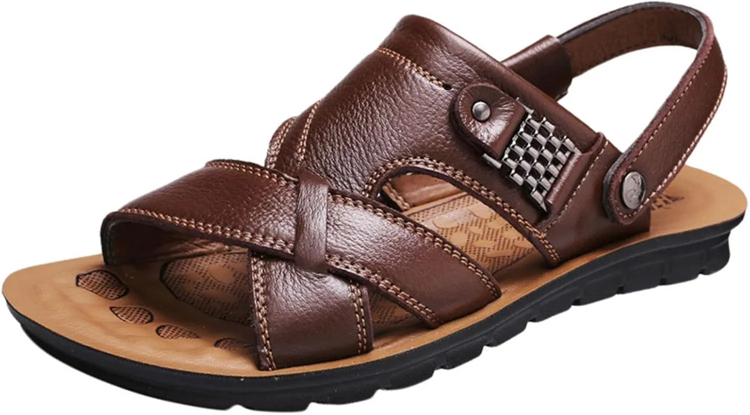 Men's Sandals Mens Athletic Sandals Men Leather Sandals Sandal Outdoor with Adjustable Straps