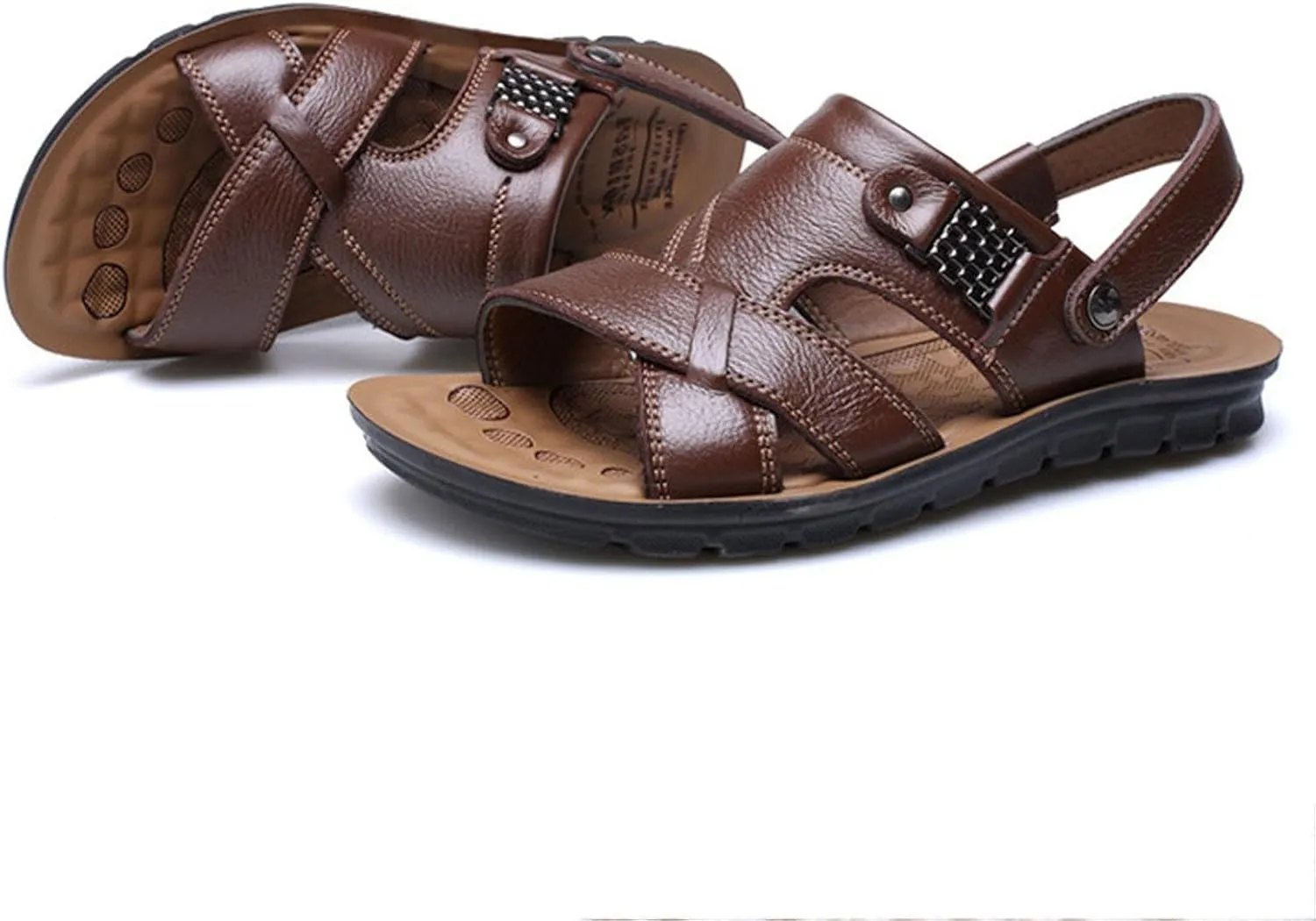 Men's Sandals Mens Athletic Sandals Men Leather Sandals Sandal Outdoor with Adjustable Straps