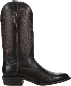 Mens Sinatra Cowhide Medium Embroidered Round Toe Western Cowboy Boots Mid Calf - Brown