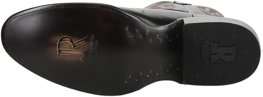 Mens Sinatra Cowhide Medium Embroidered Round Toe Western Cowboy Boots Mid Calf - Brown