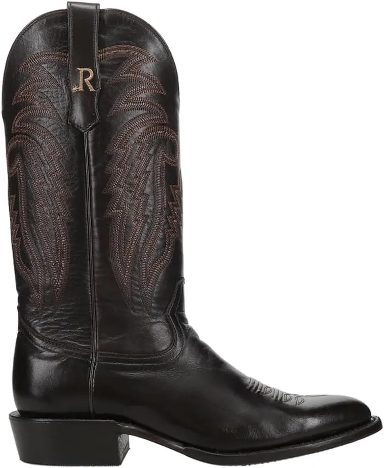 Mens Sinatra Cowhide Medium Embroidered Round Toe Western Cowboy Boots Mid Calf - Brown