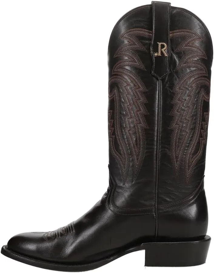 Mens Sinatra Cowhide Medium Embroidered Round Toe Western Cowboy Boots Mid Calf - Brown