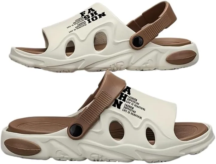 Men's Trendy Color Block Open Toe Breathable Chunky Slippers, Comfy Non Slip Casual Durable EVA Slides, Sandals for Men，Men's Clogs