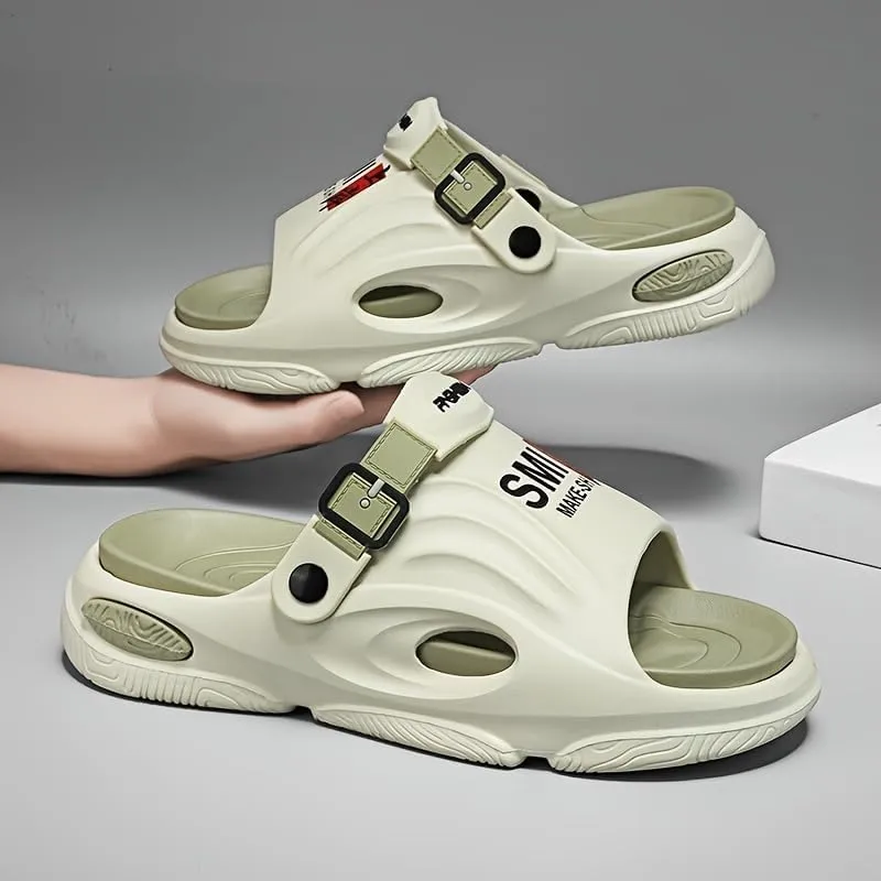 Men's Trendy Street Style Chunky Slippers Sandals, Comfy Non Slip Casual Durable Soft Sole EVA Slides, Men's Sandals