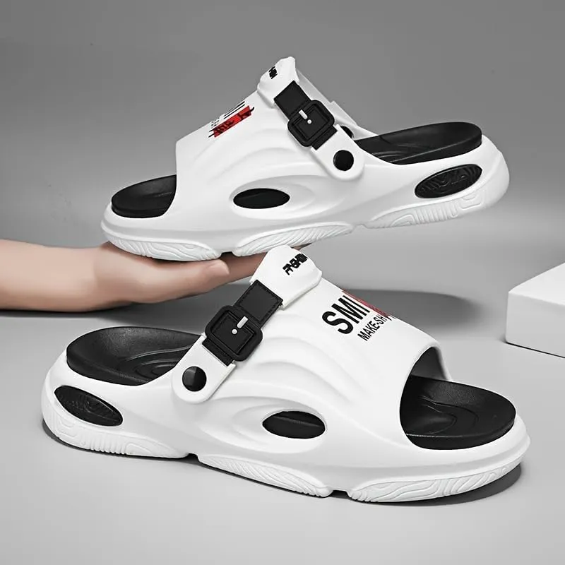 Men's Trendy Street Style Chunky Slippers Sandals, Comfy Non Slip Casual Durable Soft Sole EVA Slides, Men's Sandals