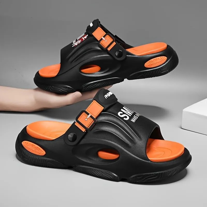 Men's Trendy Street Style Chunky Slippers Sandals, Comfy Non Slip Casual Durable Soft Sole EVA Slides, Men's Sandals