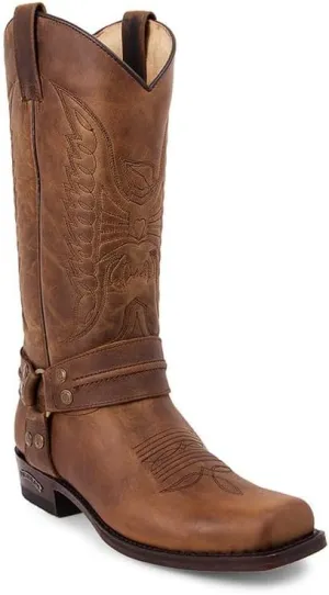 Men's Vintage Boots Square Toe Chunky Block Heel Mid Calf Country Boots Men Work Boots Western Hunting boots