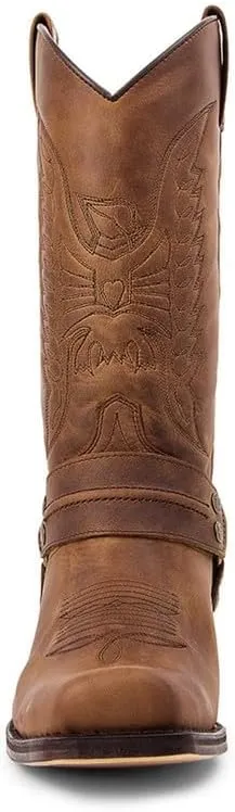 Men's Vintage Boots Square Toe Chunky Block Heel Mid Calf Country Boots Men Work Boots Western Hunting boots