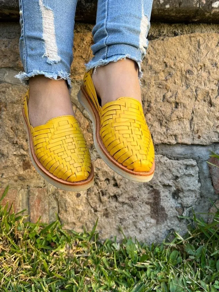 Mexico en la Piel Leather Huarache Sandals. Comfortable Flats For Woman.