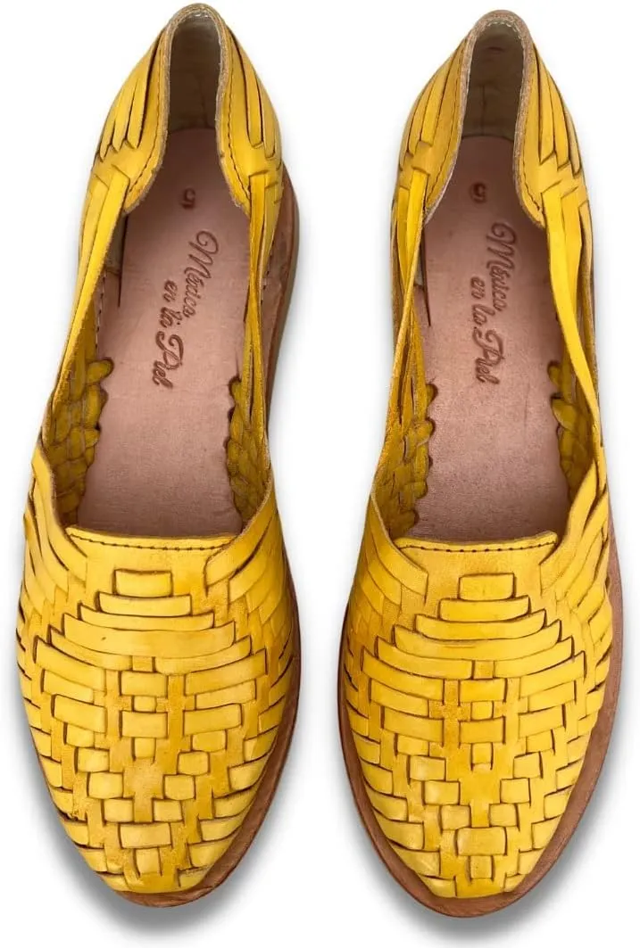 Mexico en la Piel Leather Huarache Sandals. Comfortable Flats For Woman.