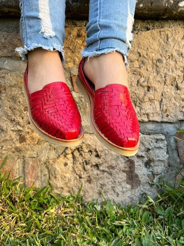 Mexico en la Piel Leather Huarache Sandals. Comfortable Flats For Woman.