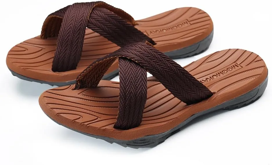 MGGMOKAY Mens Cross Slides Sandals Comfortable Thong Men Summer Beach Slipper