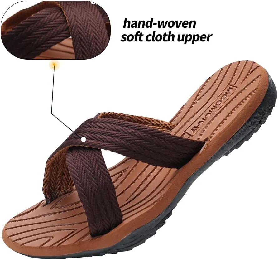 MGGMOKAY Mens Cross Slides Sandals Comfortable Thong Men Summer Beach Slipper