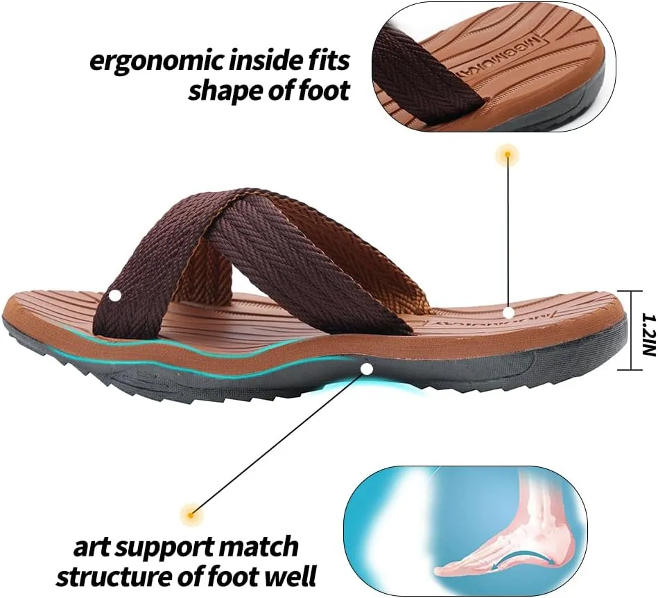MGGMOKAY Mens Cross Slides Sandals Comfortable Thong Men Summer Beach Slipper