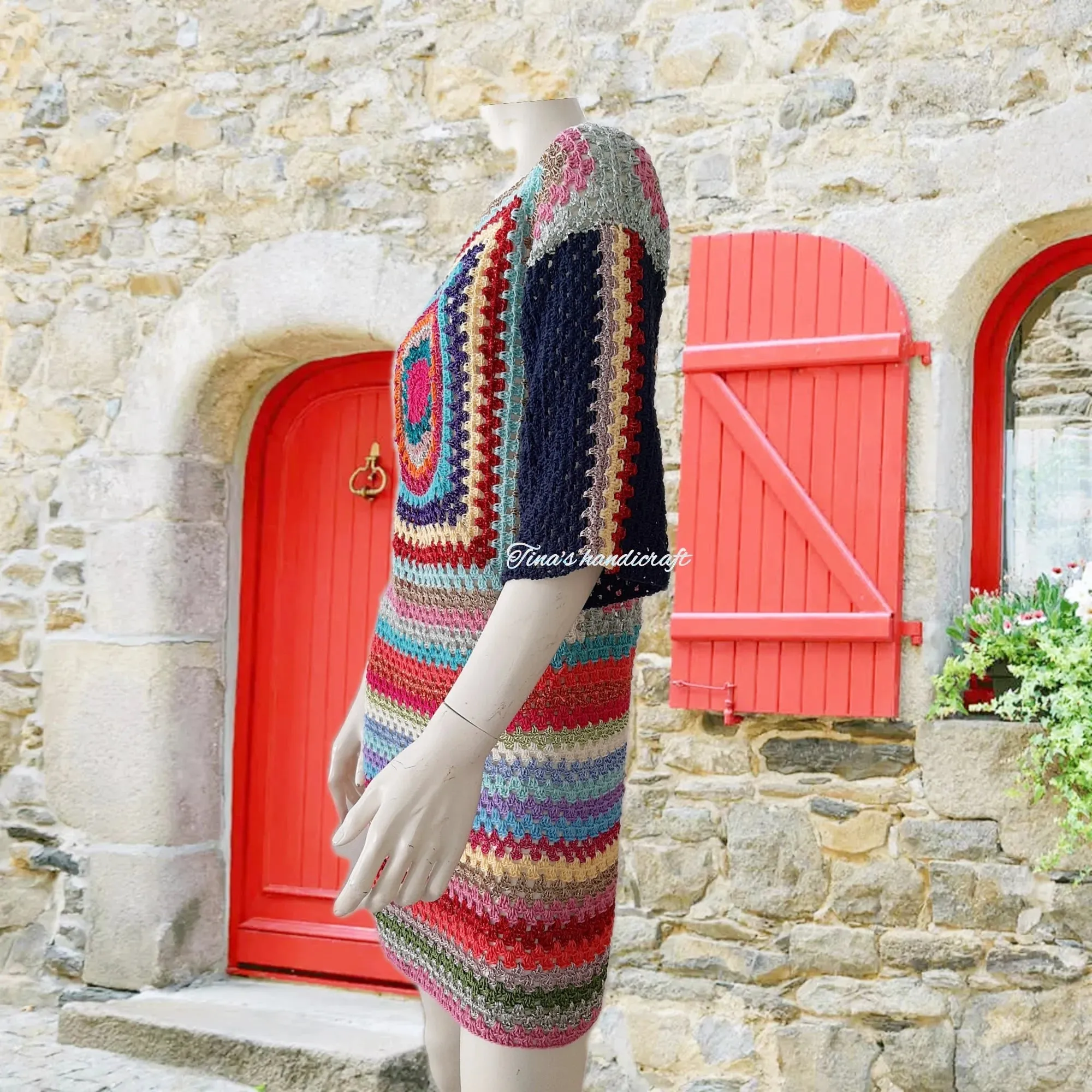 Multicoloured Crochet Dress