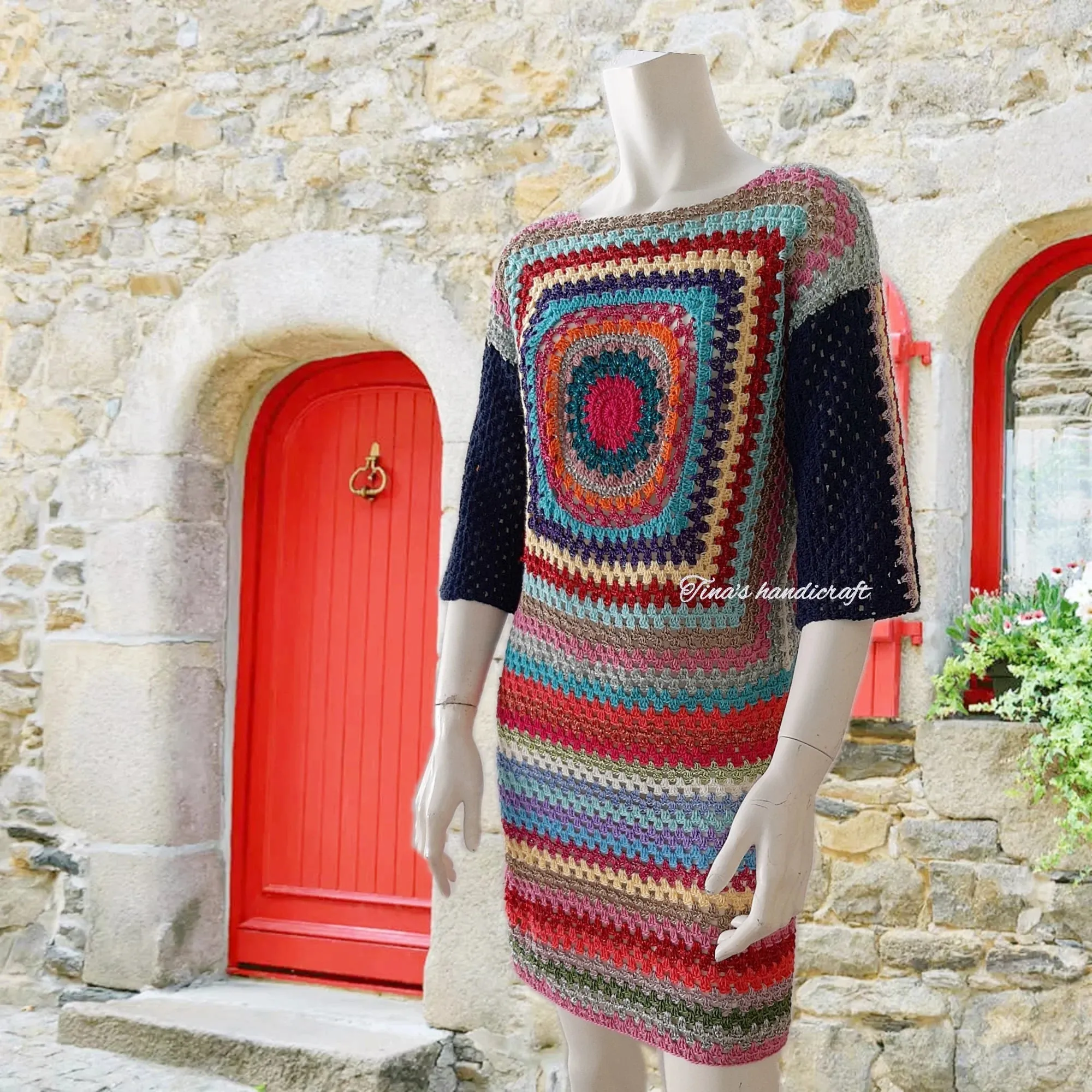 Multicoloured Crochet Dress
