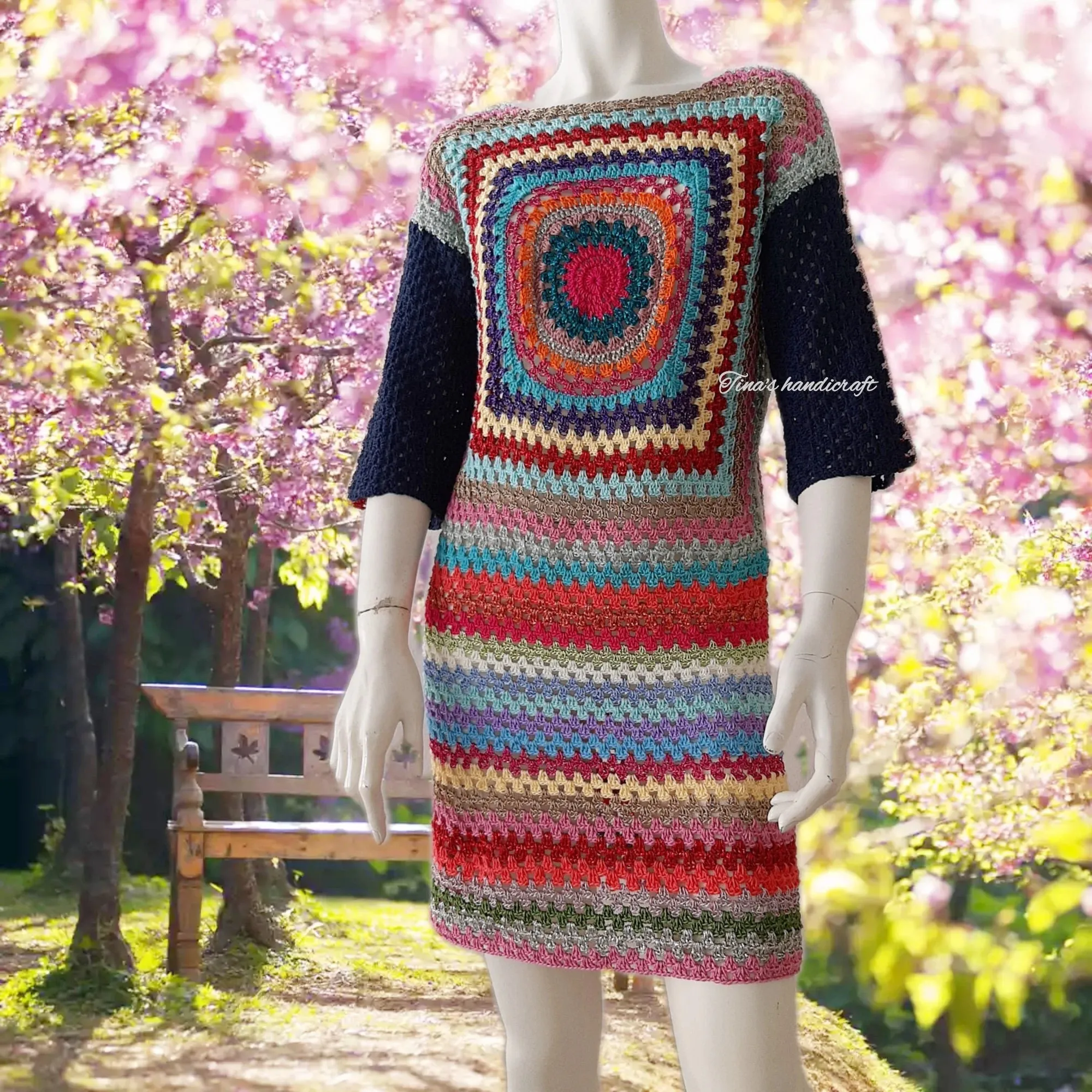 Multicoloured Crochet Dress