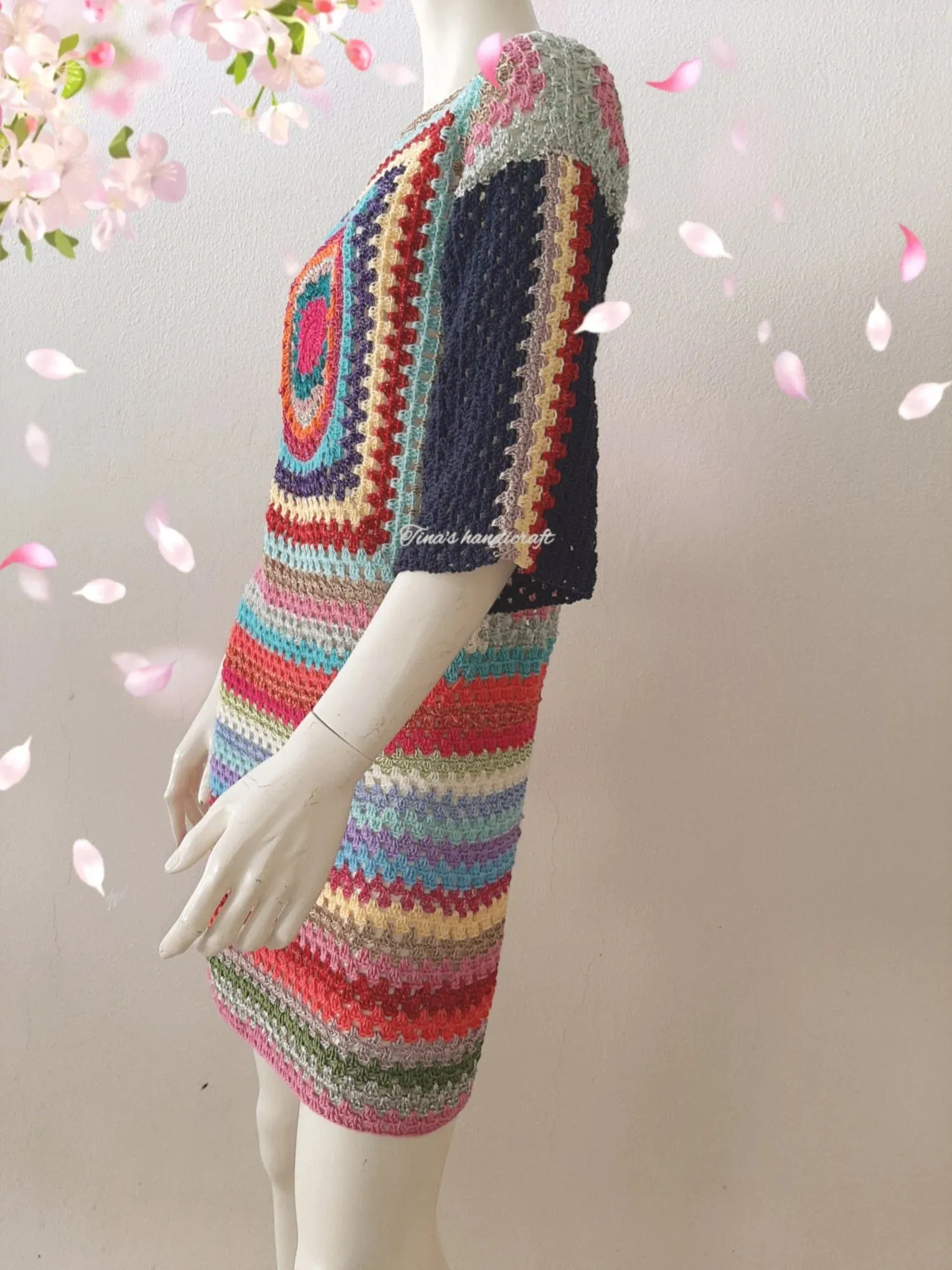Multicoloured Crochet Dress