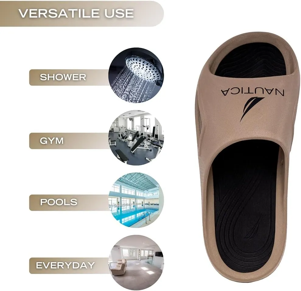 Nautica Men's Athletic Slides Sport Shower Sandals for Indoor & Outdoor - Lightweight, Durable and Comfortable