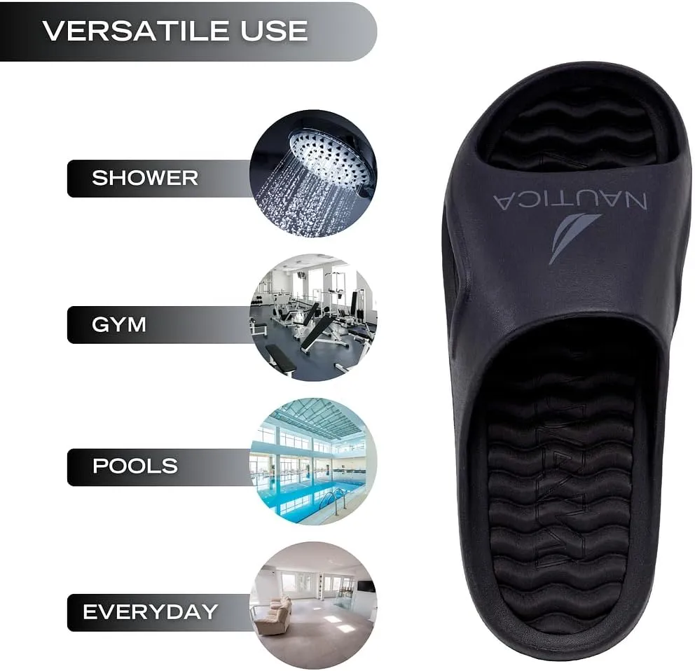 Nautica Men's Athletic Slides Sport Shower Sandals for Indoor & Outdoor - Lightweight, Durable and Comfortable