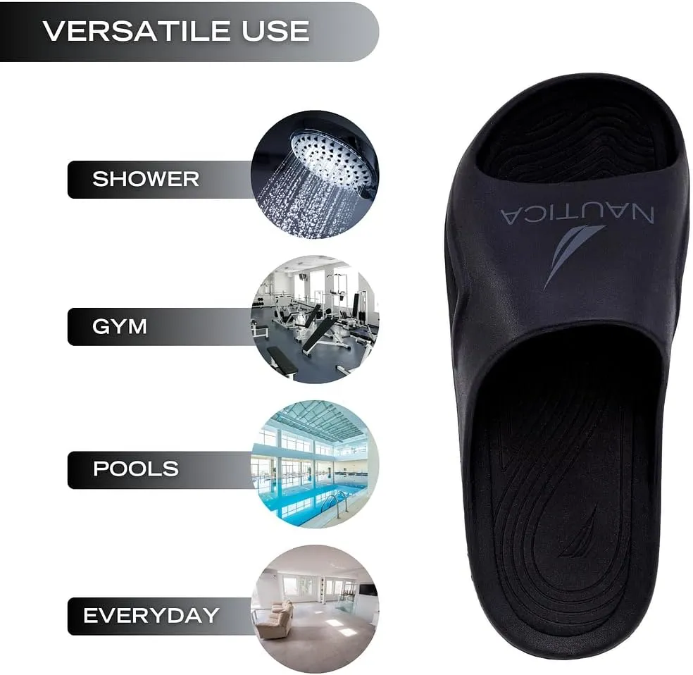 Nautica Men's Athletic Slides Sport Shower Sandals for Indoor & Outdoor - Lightweight, Durable and Comfortable