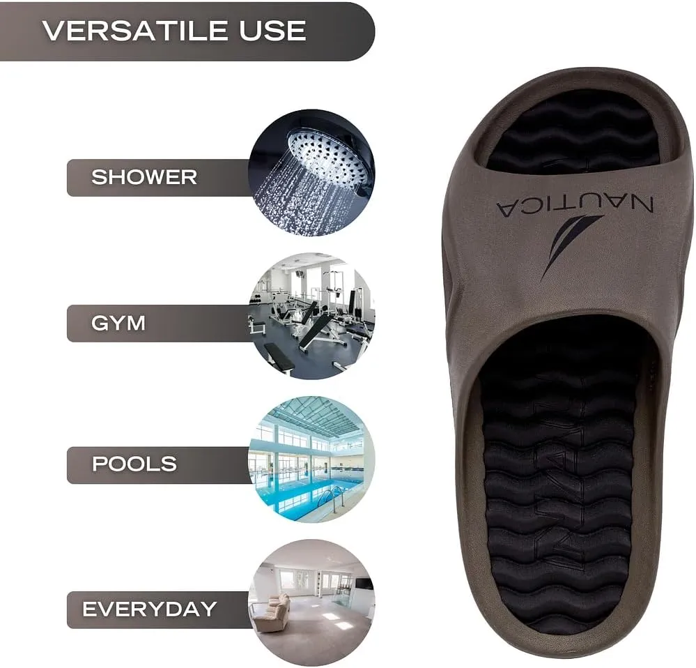 Nautica Men's Athletic Slides Sport Shower Sandals for Indoor & Outdoor - Lightweight, Durable and Comfortable