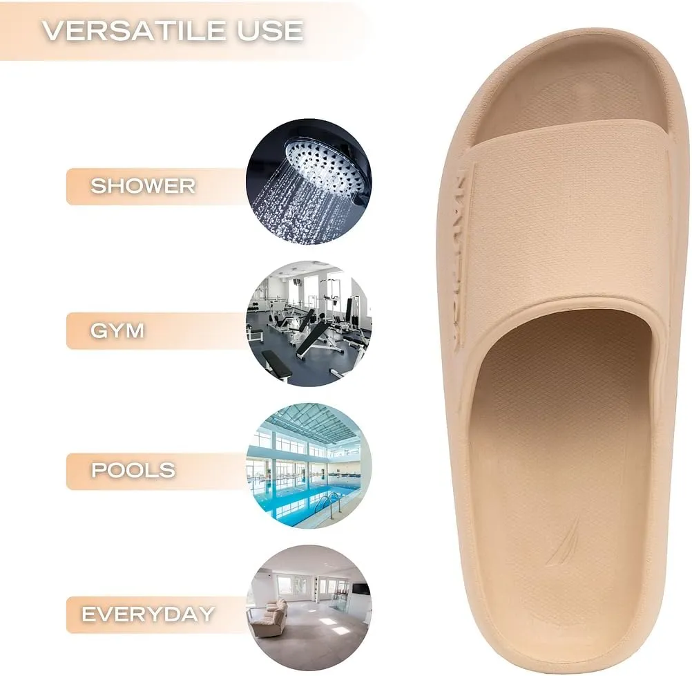 Nautica Men's Athletic Slides Sport Shower Sandals for Indoor & Outdoor - Slip Resistant, Lightweight, Durable and Comfortable