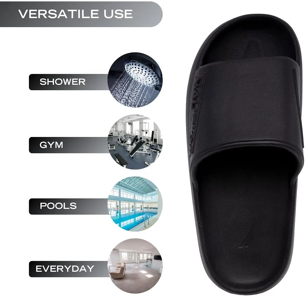 Nautica Men's Athletic Slides Sport Shower Sandals for Indoor & Outdoor - Slip Resistant, Lightweight, Durable and Comfortable