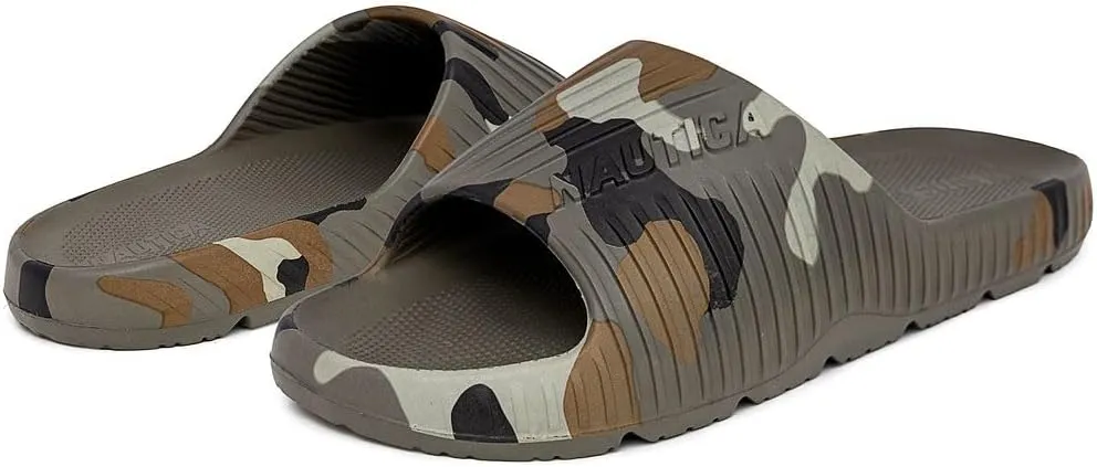 Nautica Men's Athletic Slides Sport Shower Sandals for Indoor & Outdoor - Slip Resistant, Lightweight, Durable and Comfortable