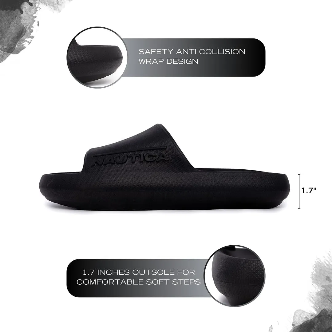 Nautica Men's Athletic Slides Sport Shower Sandals for Indoor & Outdoor - Slip Resistant, Lightweight, Durable and Comfortable