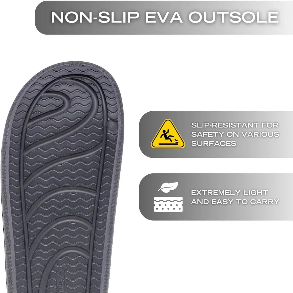 Nautica Men's Athletic Slides Sport Shower Sandals for Indoor & Outdoor - Slip Resistant, Lightweight, Durable and Comfortable