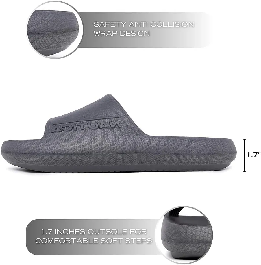 Nautica Men's Athletic Slides Sport Shower Sandals for Indoor & Outdoor - Slip Resistant, Lightweight, Durable and Comfortable