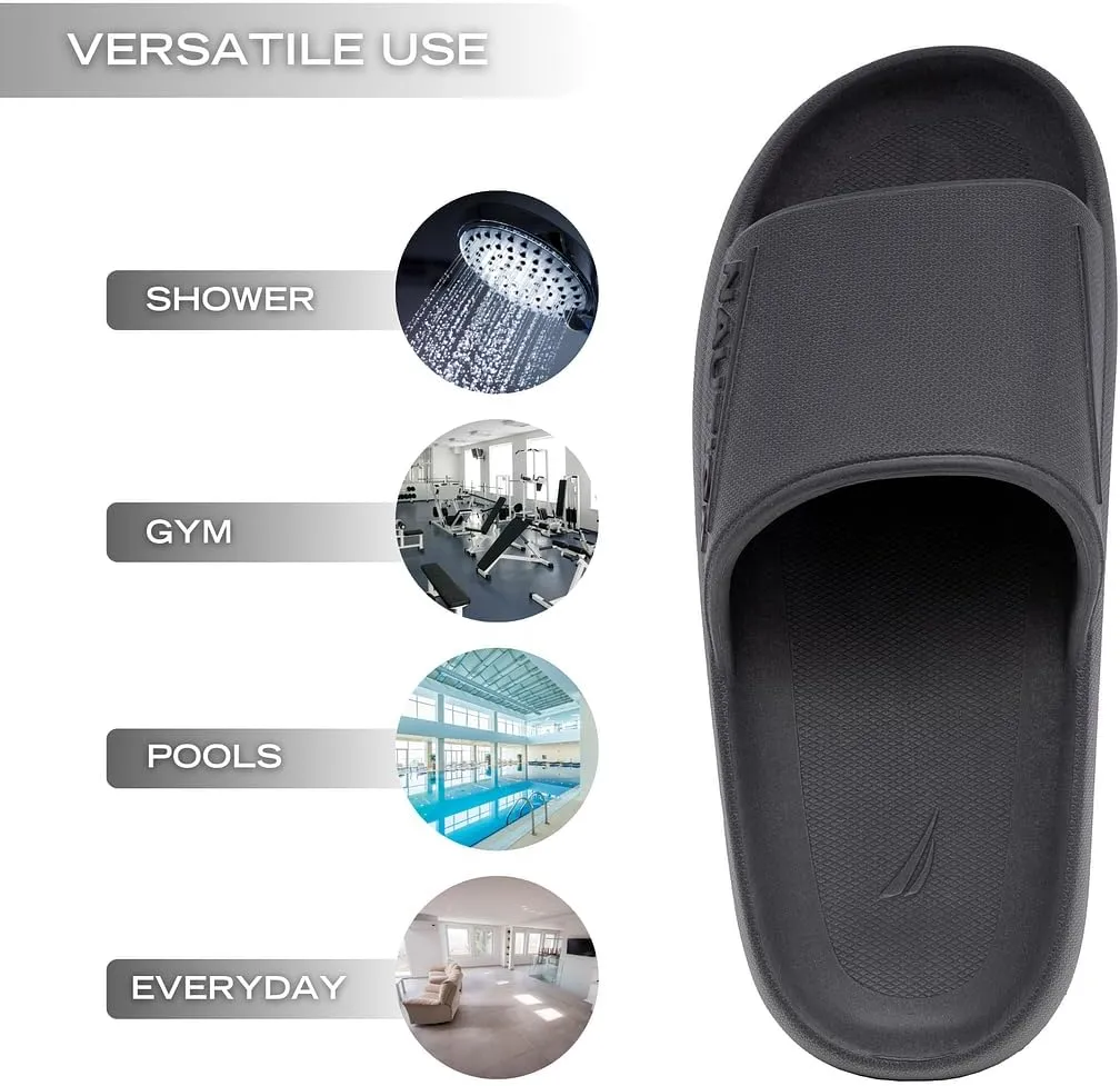 Nautica Men's Athletic Slides Sport Shower Sandals for Indoor & Outdoor - Slip Resistant, Lightweight, Durable and Comfortable