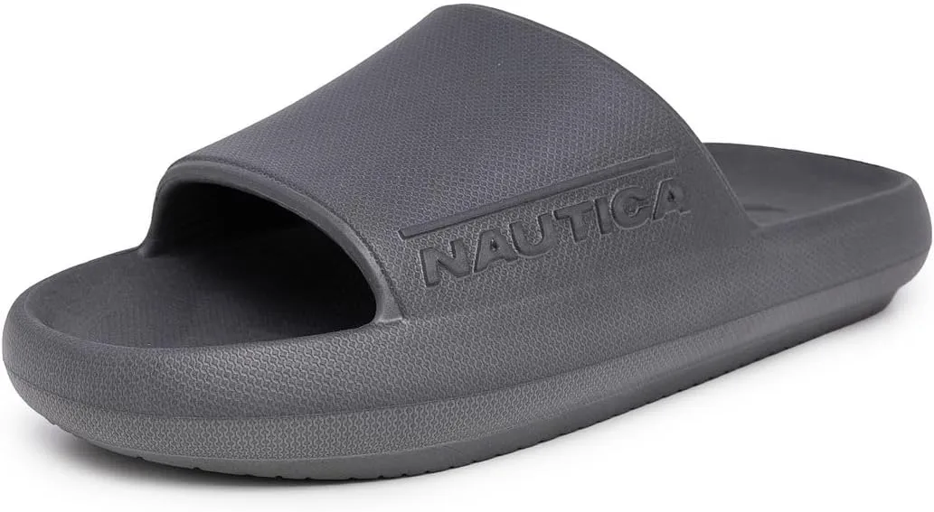 Nautica Men's Athletic Slides Sport Shower Sandals for Indoor & Outdoor - Slip Resistant, Lightweight, Durable and Comfortable