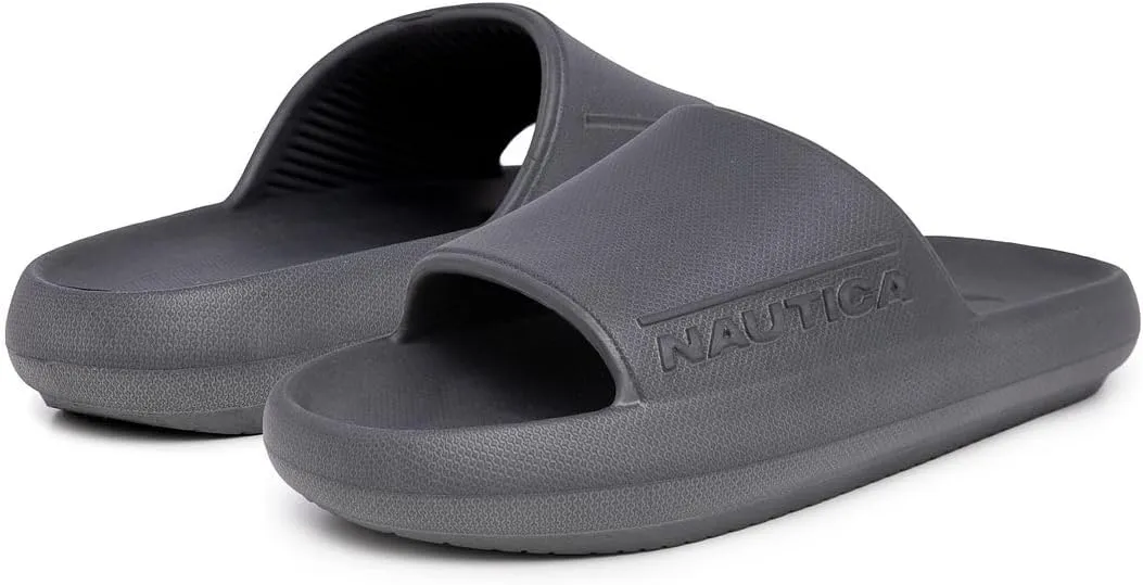 Nautica Men's Athletic Slides Sport Shower Sandals for Indoor & Outdoor - Slip Resistant, Lightweight, Durable and Comfortable