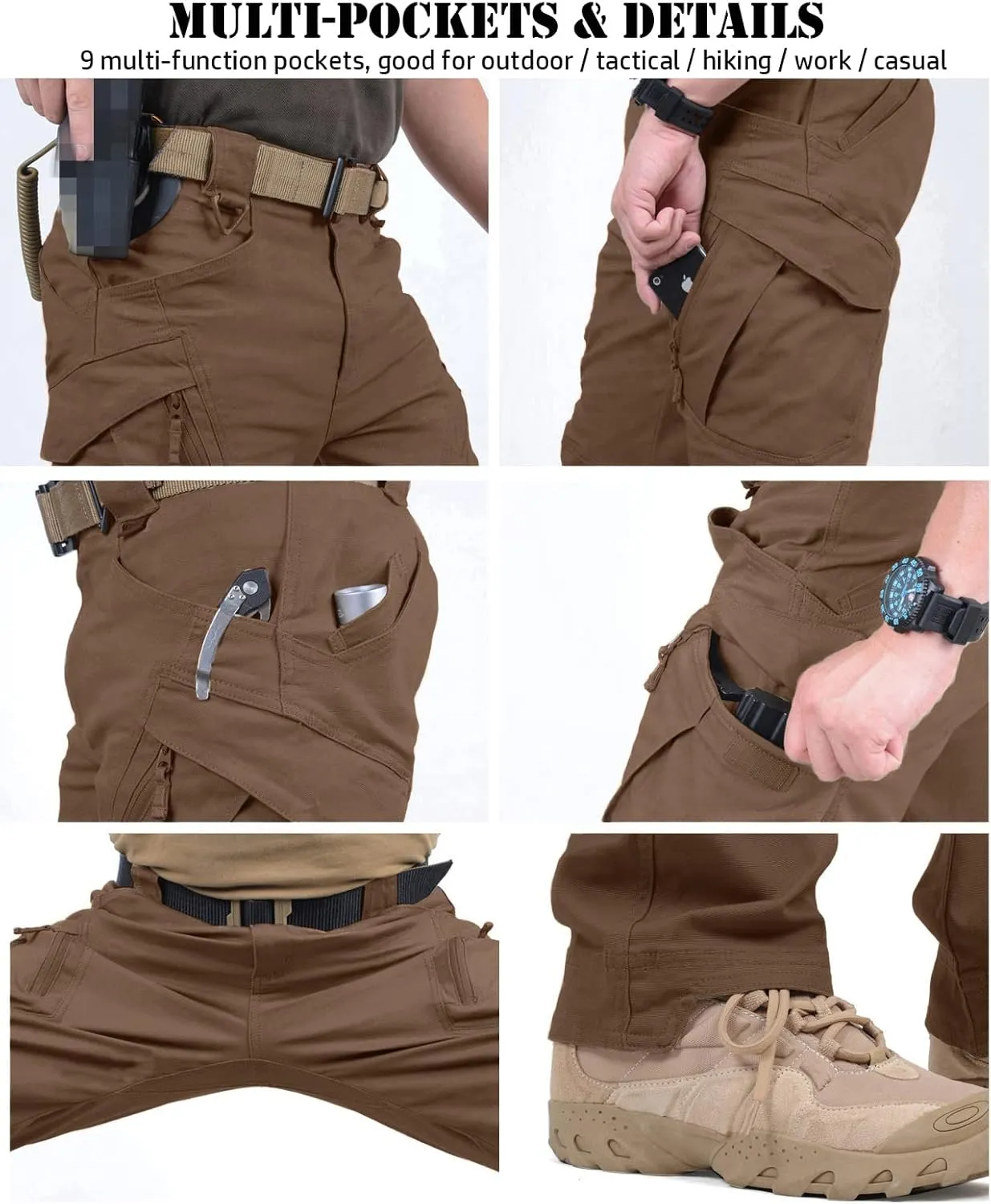 NAVEKULL Men's Military Cargo Tactical Pants Ripstop Lightweight Cotton Stretch Combat Outdoor Hiking Pants