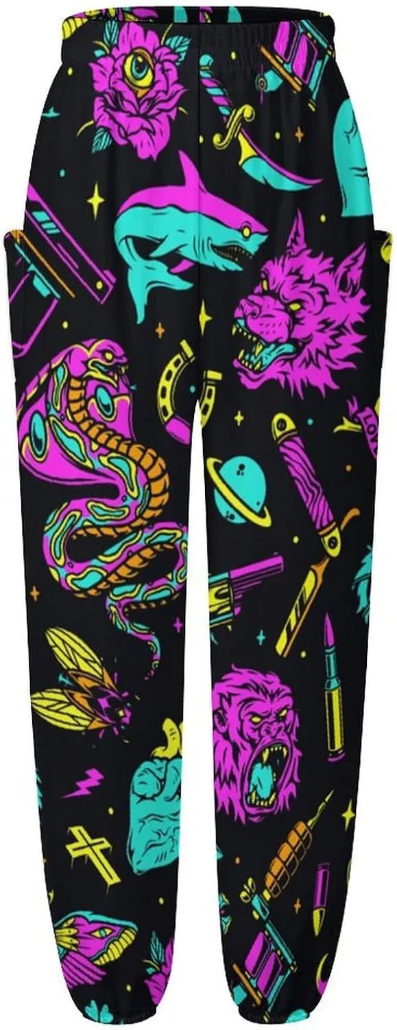Neon Pattern Yoga Bloomers Womans Hippie Harem Pant Beach Pants Elastic Gym Long Pants Loose Casual Sweatpants