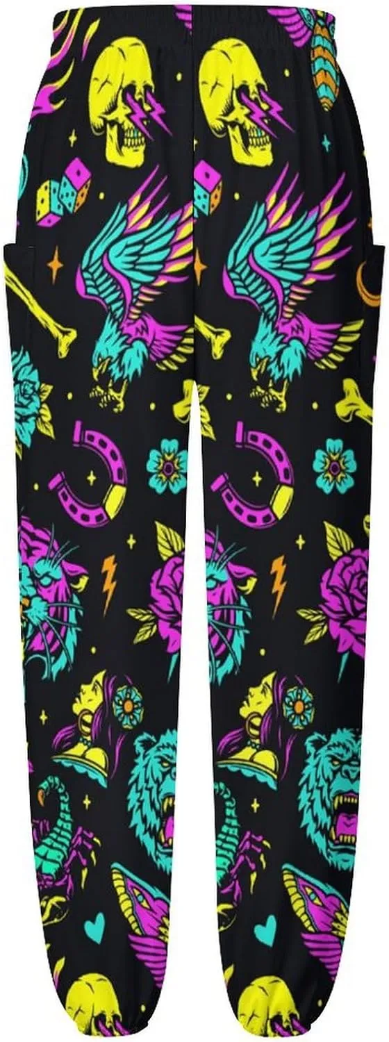 Neon Pattern Yoga Bloomers Womans Hippie Harem Pant Beach Pants Elastic Gym Long Pants Loose Casual Sweatpants