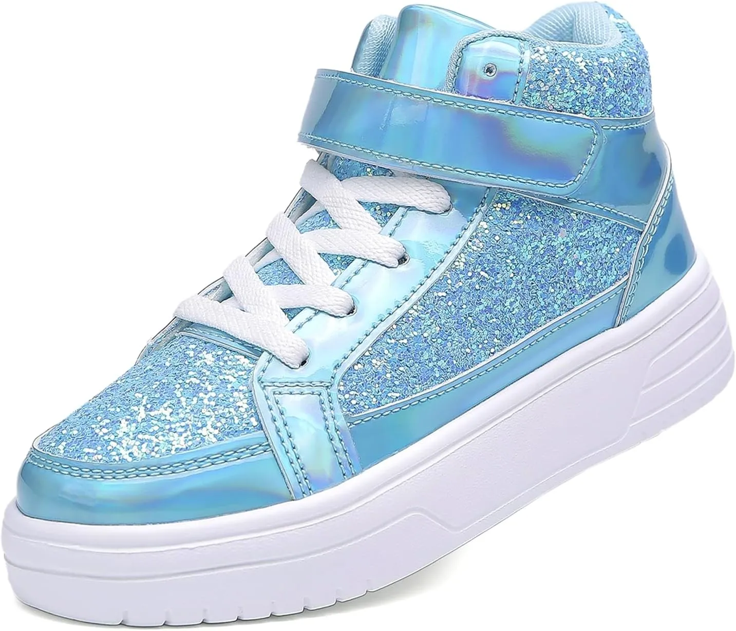 Nihaoya Unisex Kids High Top Sneakers Fashion Glitter Girls Running Shoes Casual Athletic Party Toddler Boys Tennis Shoes