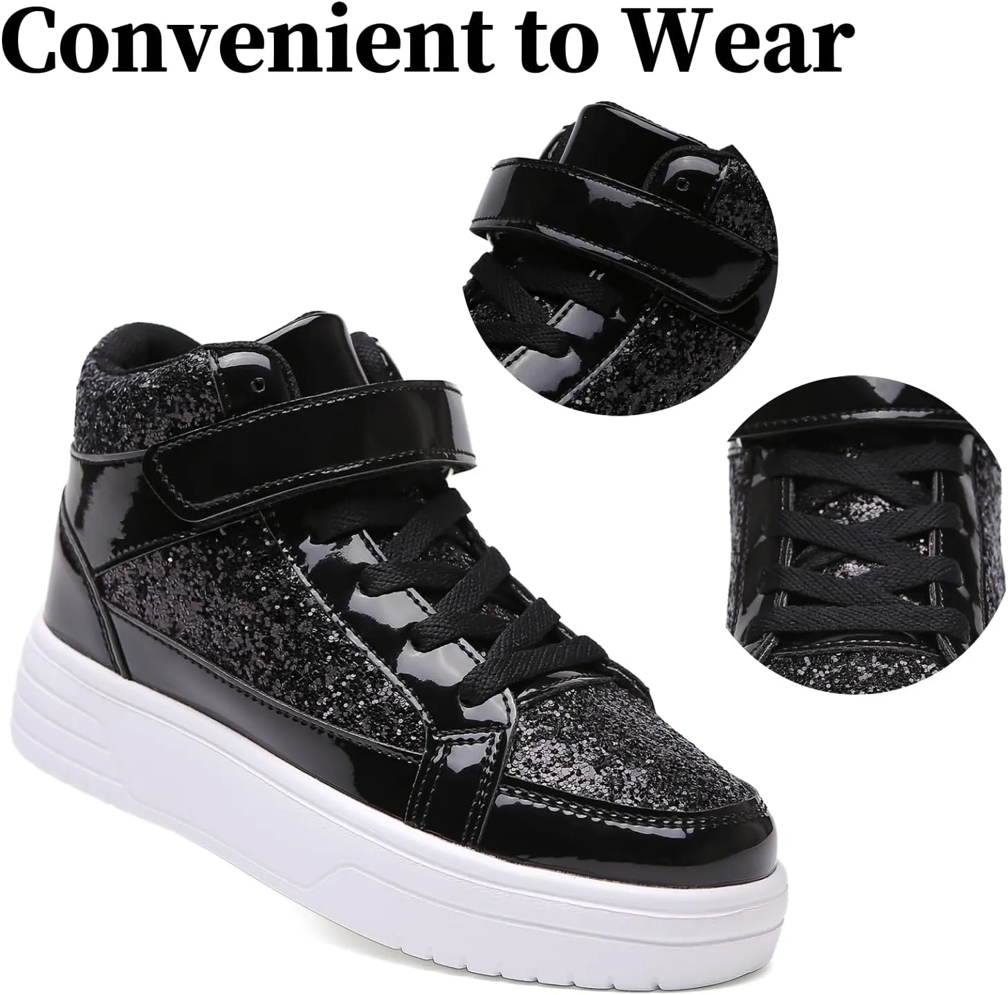 Nihaoya Unisex Kids High Top Sneakers Fashion Glitter Girls Running Shoes Casual Athletic Party Toddler Boys Tennis Shoes