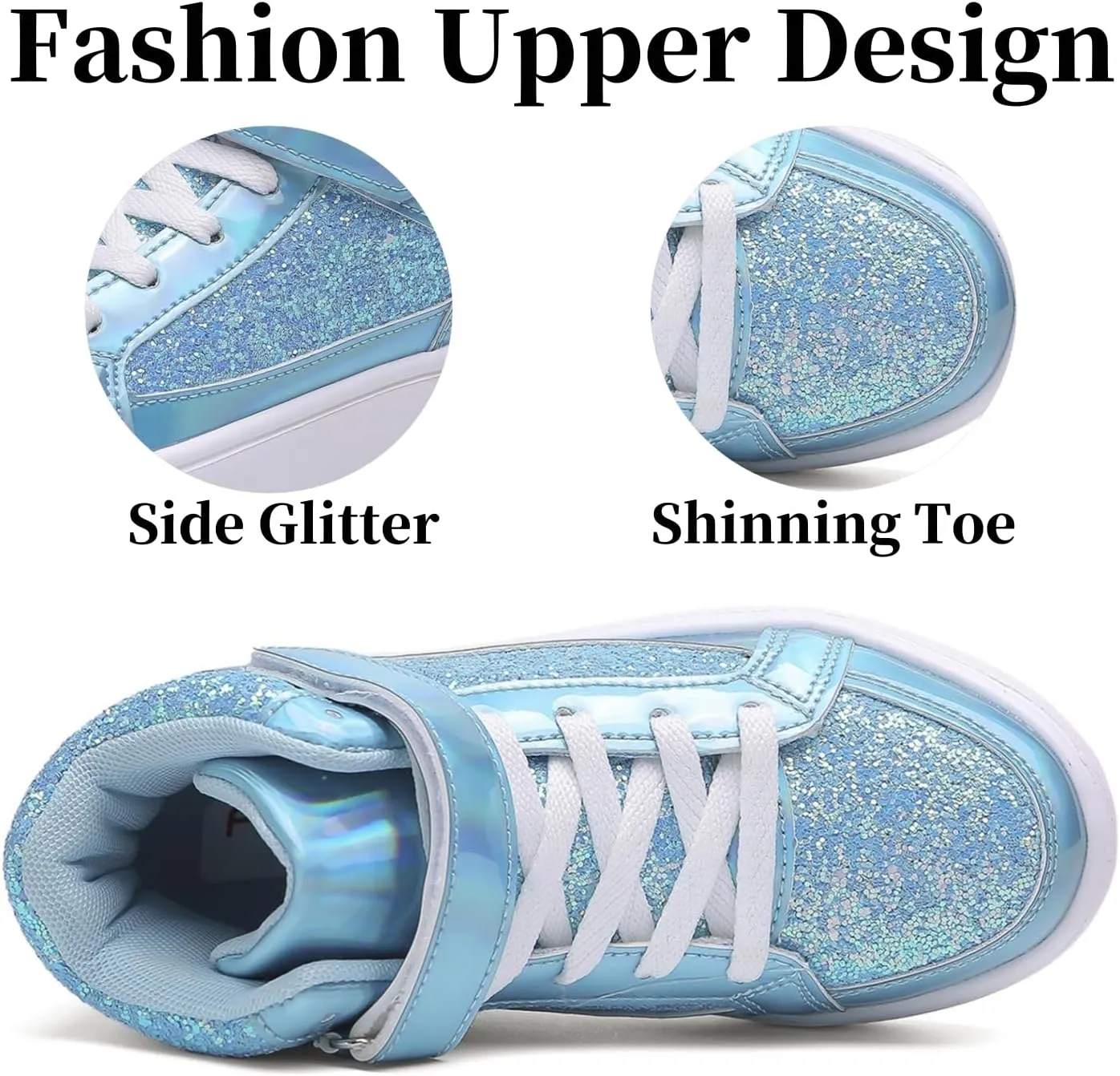 Nihaoya Unisex Kids High Top Sneakers Fashion Glitter Girls Running Shoes Casual Athletic Party Toddler Boys Tennis Shoes