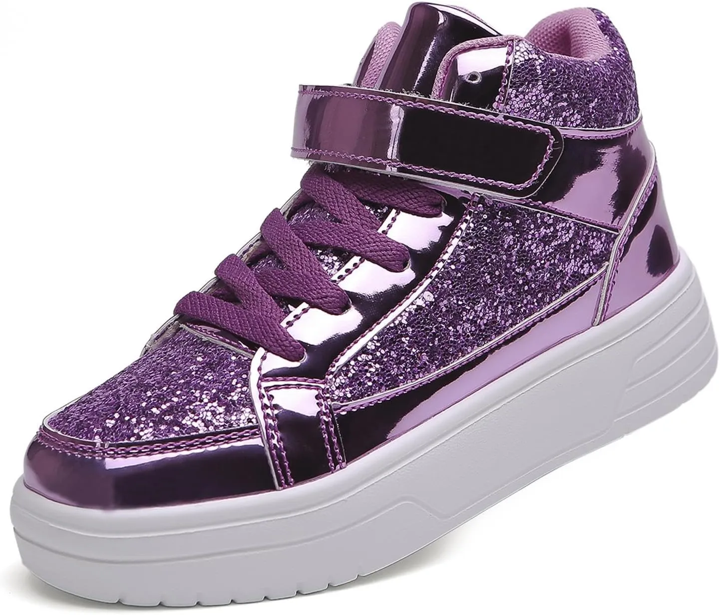 Nihaoya Unisex Kids High Top Sneakers Fashion Glitter Girls Running Shoes Casual Athletic Party Toddler Boys Tennis Shoes